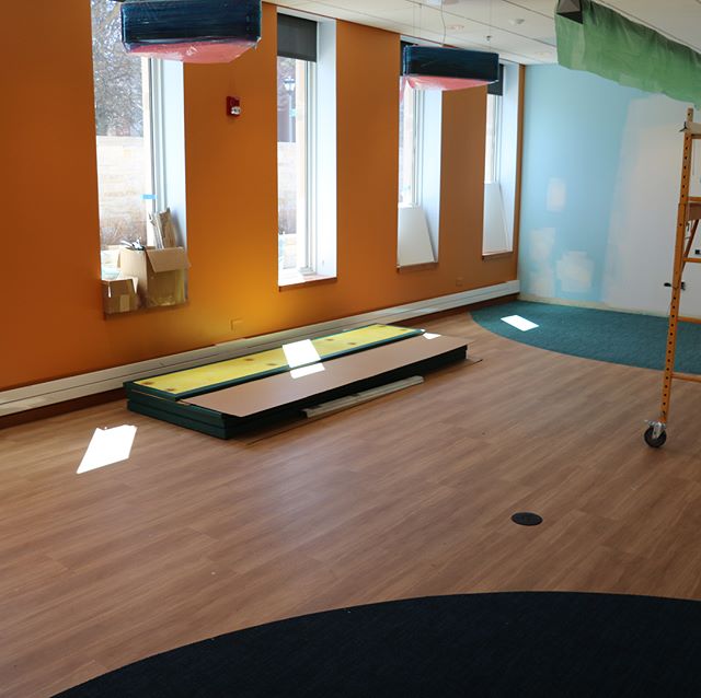 Renovation update: The Middle School Space has new flooring, and the entrance to the Kids’ Library is no longer blocked off. #library #renovation #elmhurstil #preparetobeamazed