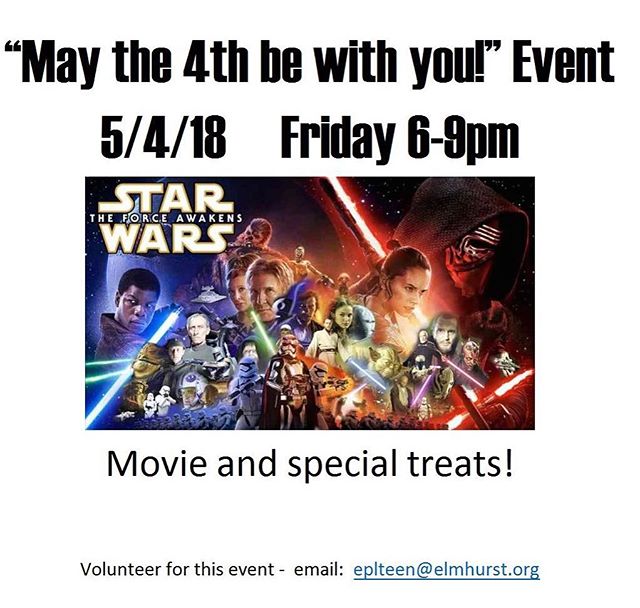 Teens—get your Star Wars fix on Friday in the Teen Space. #maythe4thbewithyou #starwars #snacks #library